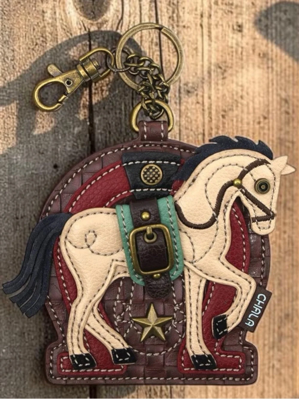 CHALA bag, charm, coin purse HORSE KEYCHAIN KEY FOB horse stallion NWT